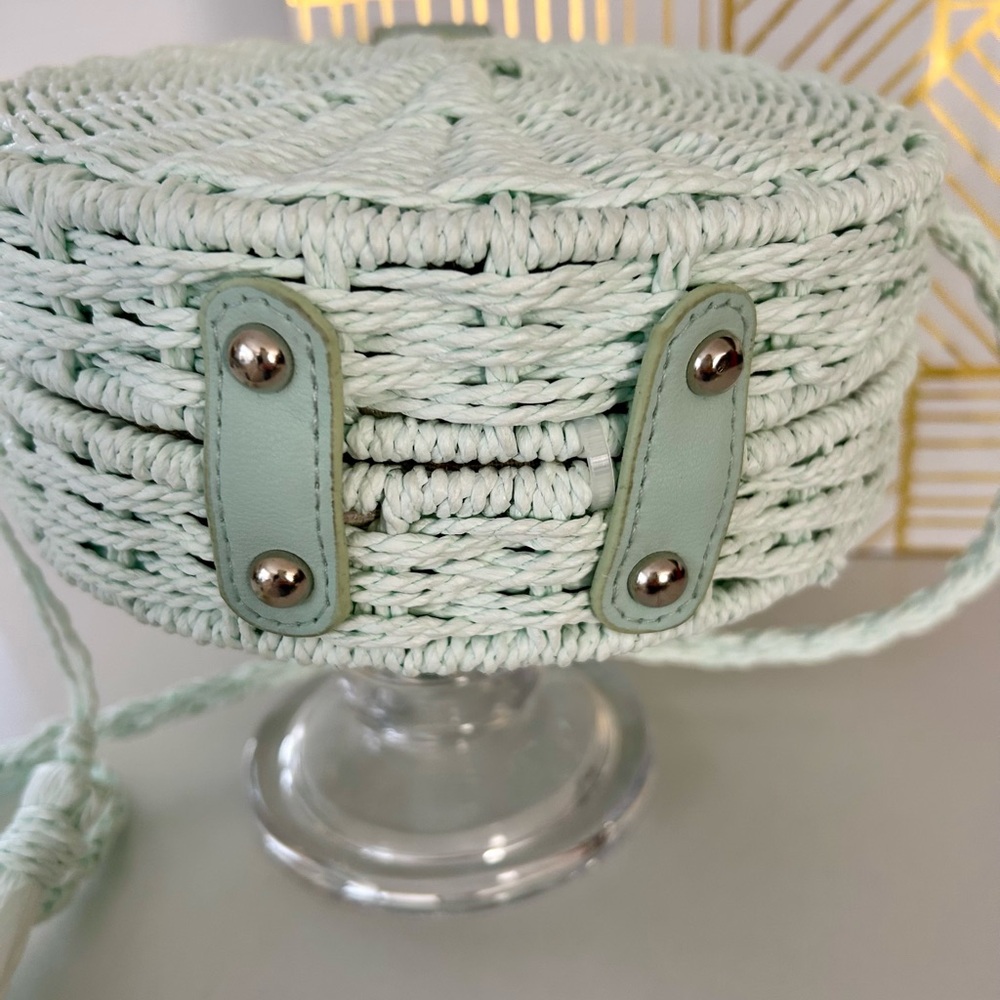 Mia & Tess NWT Mint Green Woven hard shell Round Purse - Picture 14 of 14